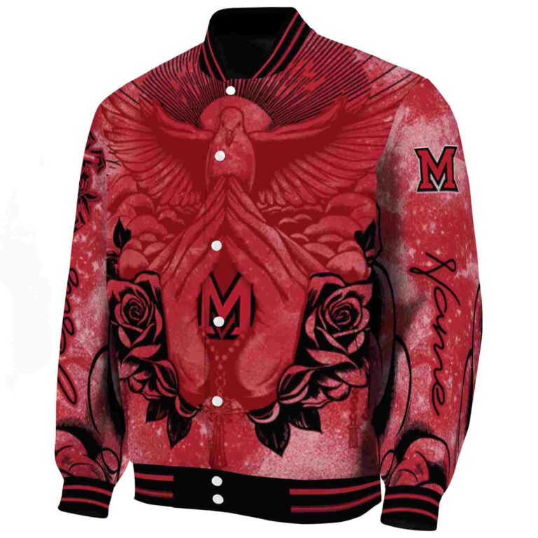personalized miami redhawks praying hands red jacket best selling