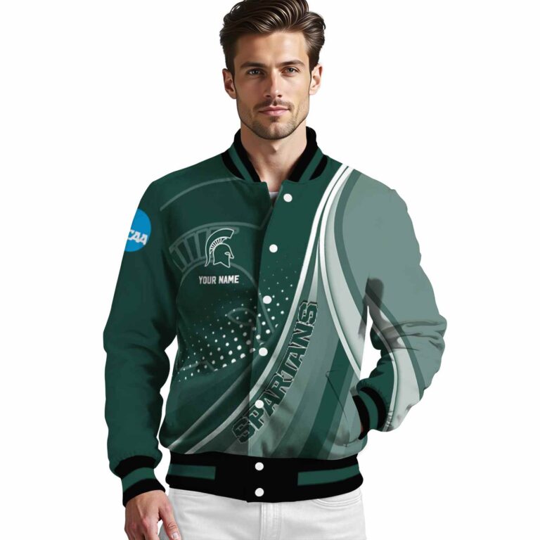 personalized michigan state spartans wave patterns green jacket high quality