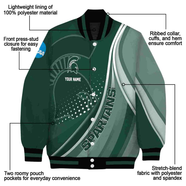 personalized michigan state spartans wave patterns green jacket new arrival