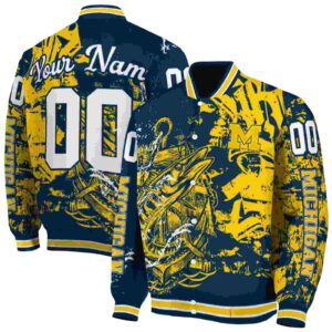 personalized michigan wolverines fishing art blue jacket fashion forward