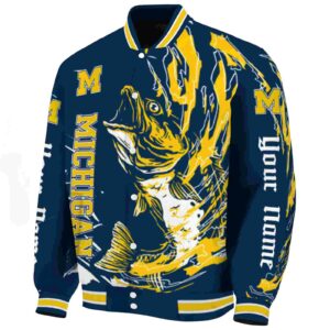 personalized michigan wolverines fishing passion blue white jacket best selling