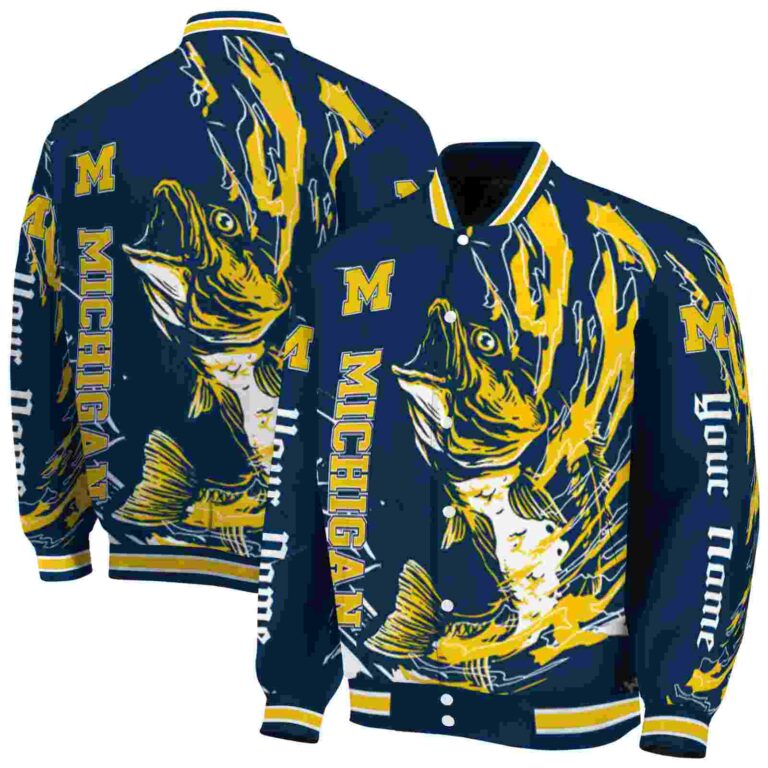 personalized michigan wolverines fishing passion blue white jacket fashion forward