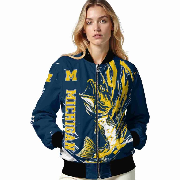 personalized michigan wolverines fishing passion blue white jacket latest model