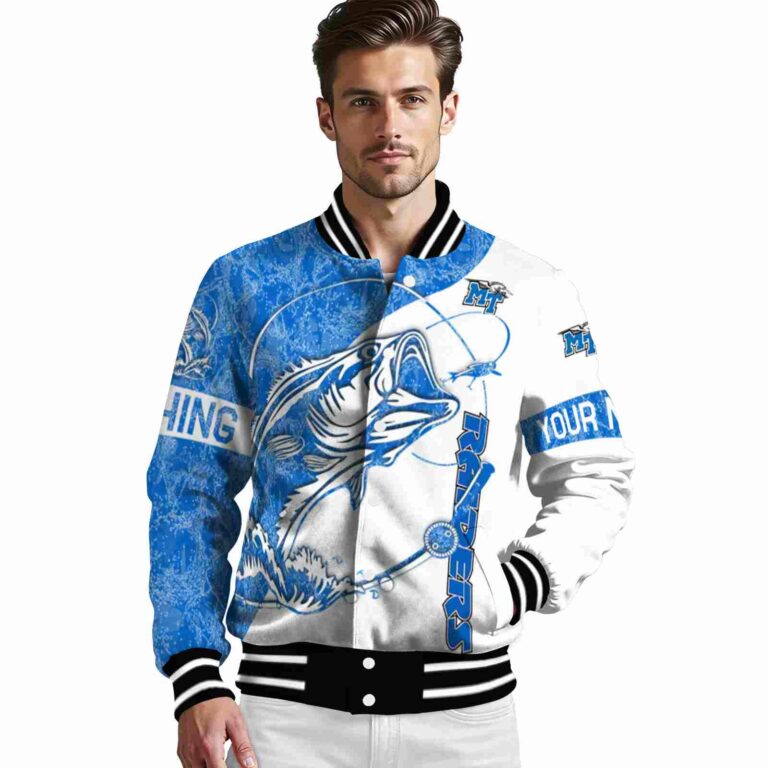 personalized middle tennessee blue raiders fishing rod white jacket high quality