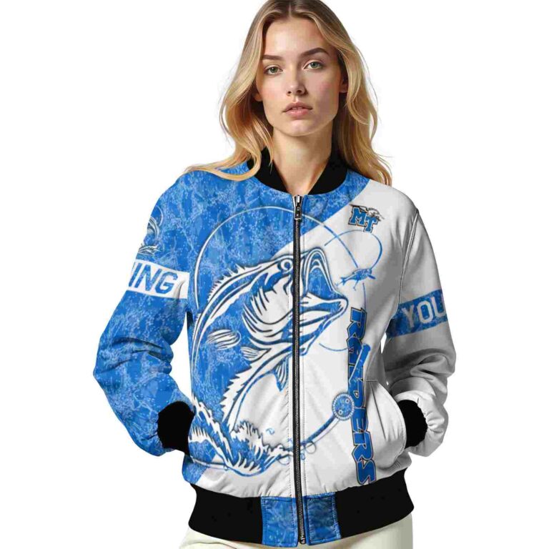 personalized middle tennessee blue raiders fishing rod white jacket latest model