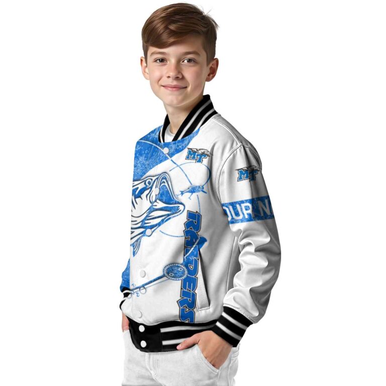 personalized middle tennessee blue raiders fishing rod white jacket trendy