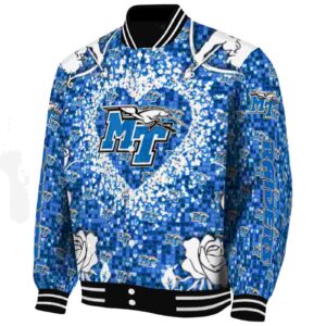 personalized middle tennessee blue raiders heart explosion blue jacket best selling