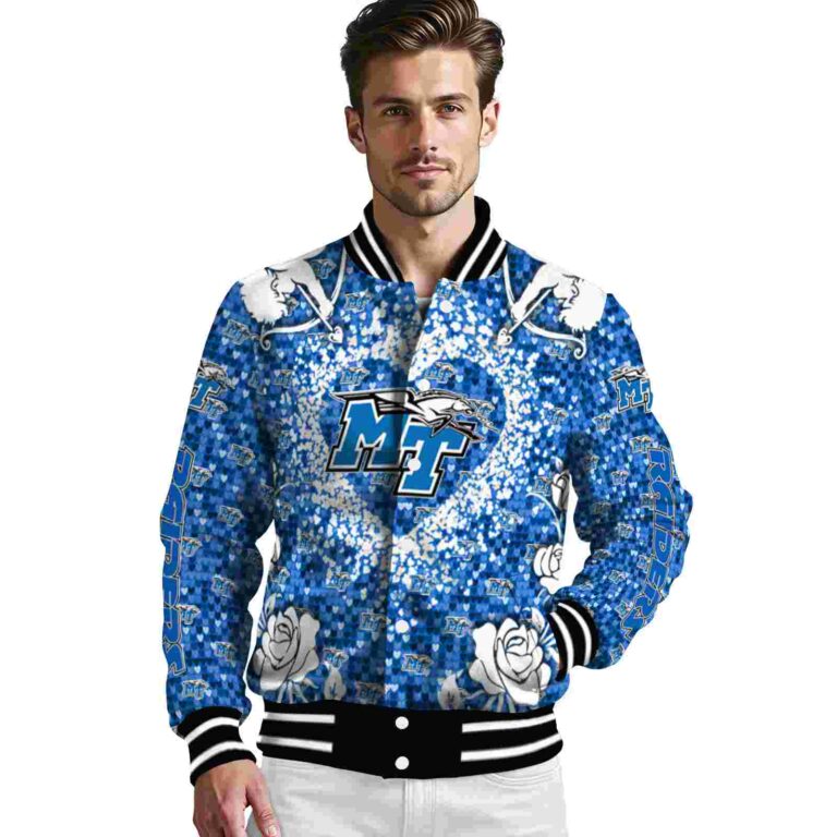 personalized middle tennessee blue raiders heart explosion blue jacket high quality