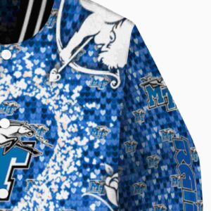 personalized middle tennessee blue raiders heart explosion blue jacket premium grade