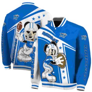 personalized middle tennessee blue raiders mickey football blue white jacket fashion forward