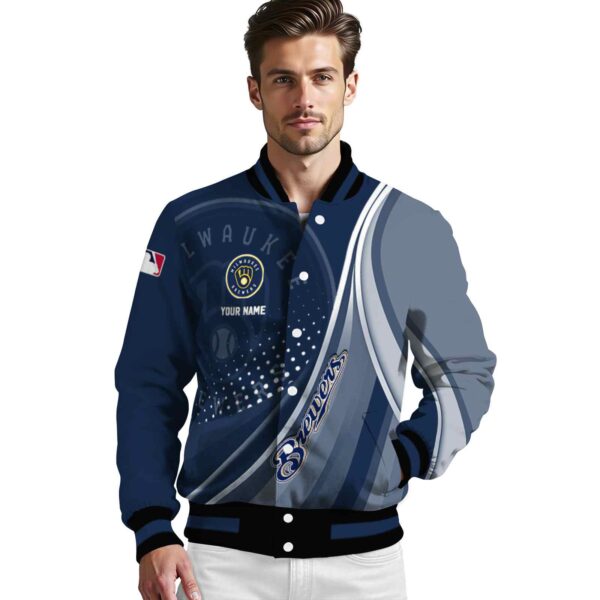personalized milwaukee brewers wave patterns navy blue jacket high quality