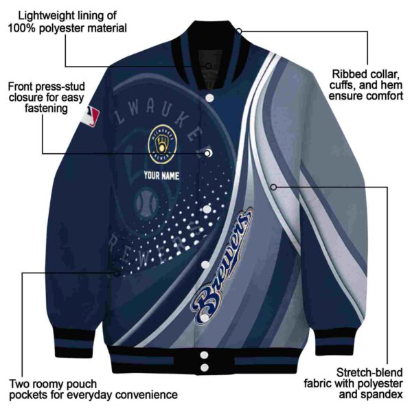 personalized milwaukee brewers wave patterns navy blue jacket new arrival