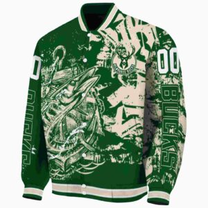 personalized milwaukee bucks fishing art green jacket best selling