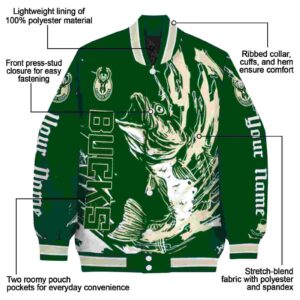 personalized milwaukee bucks fishing passion green white jacket new arrival