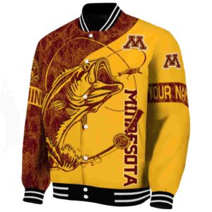 personalized minnesota golden gophers fishing rod gold jacket best selling