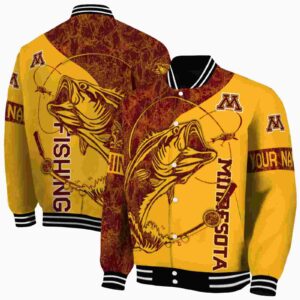 personalized minnesota golden gophers fishing rod gold jacket fashion forward