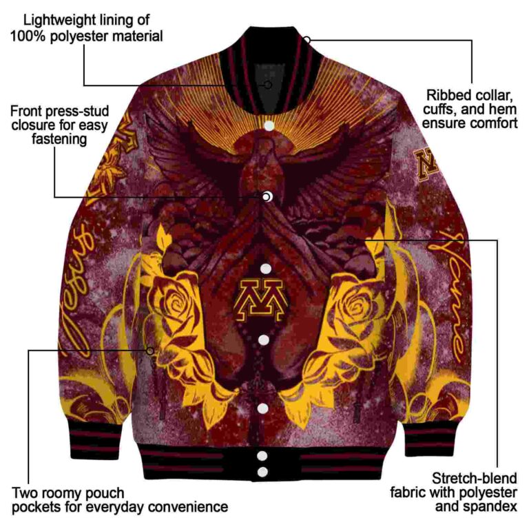 personalized minnesota golden gophers praying hands maroon jacket new arrival