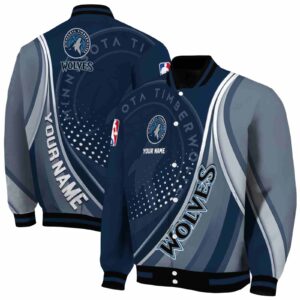 personalized minnesota timberwolves wave patterns midnight blue jacket fashion forward