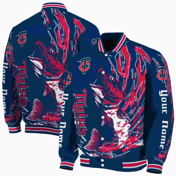 personalized minnesota twins fishing passion navy white jacket fashion forward