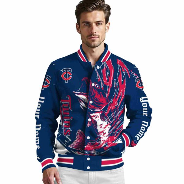 personalized minnesota twins fishing passion navy white jacket high quality