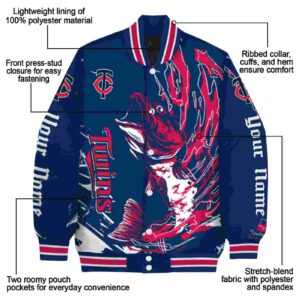personalized minnesota twins fishing passion navy white jacket new arrival