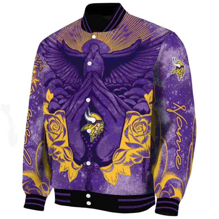personalized minnesota vikings praying hands purple jacket best selling