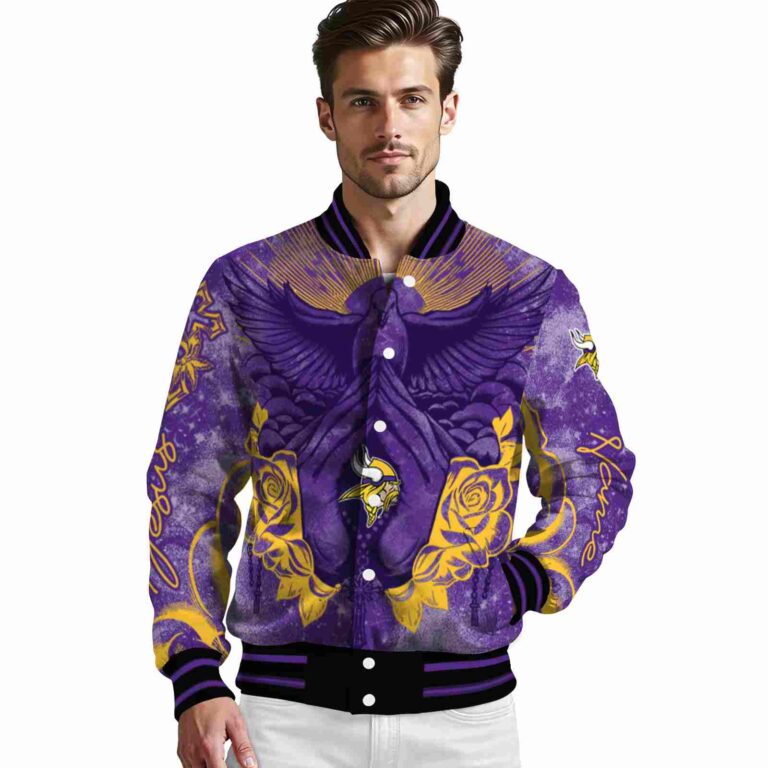 personalized minnesota vikings praying hands purple jacket high quality