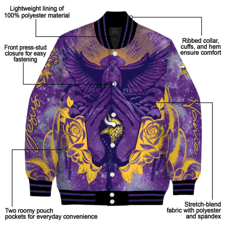 personalized minnesota vikings praying hands purple jacket new arrival