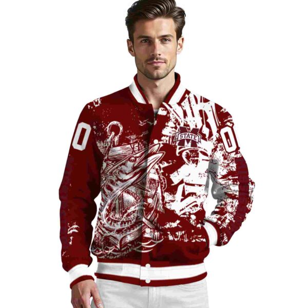 personalized mississippi state bulldogs fishing art maroon jacket high quality
