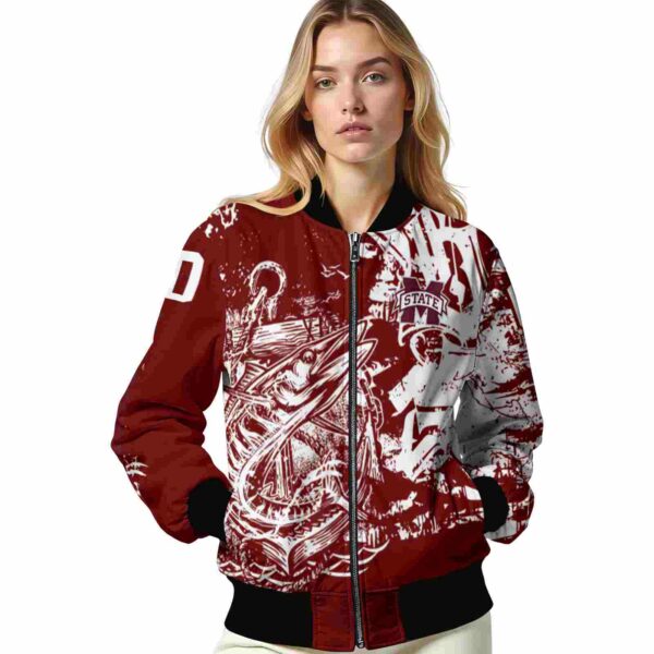 personalized mississippi state bulldogs fishing art maroon jacket latest model