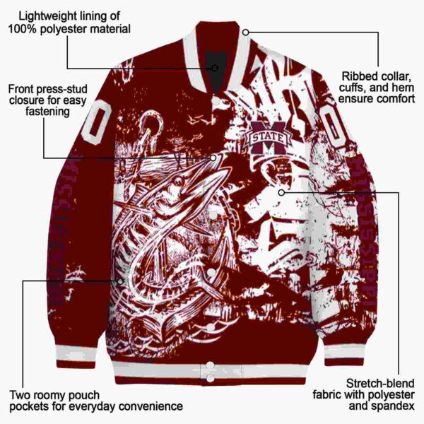 personalized mississippi state bulldogs fishing art maroon jacket new arrival