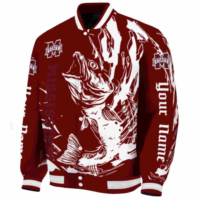 personalized mississippi state bulldogs fishing passion maroon white jacket best selling
