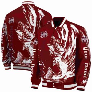personalized mississippi state bulldogs fishing passion maroon white jacket fashion forward