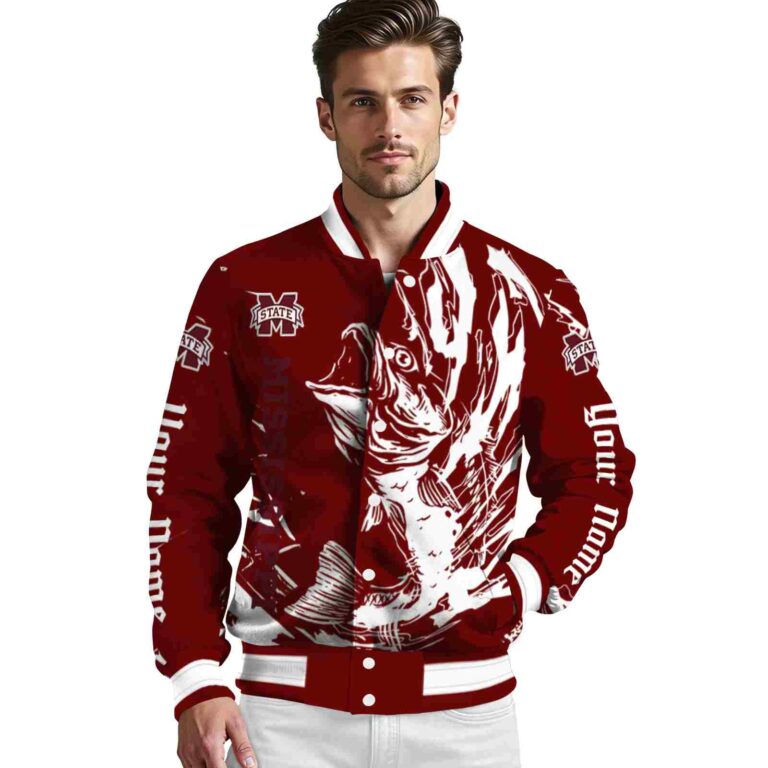 personalized mississippi state bulldogs fishing passion maroon white jacket high quality