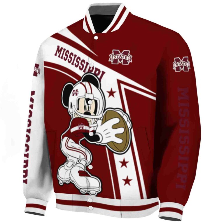 personalized mississippi state bulldogs mickey football maroon white jacket best selling