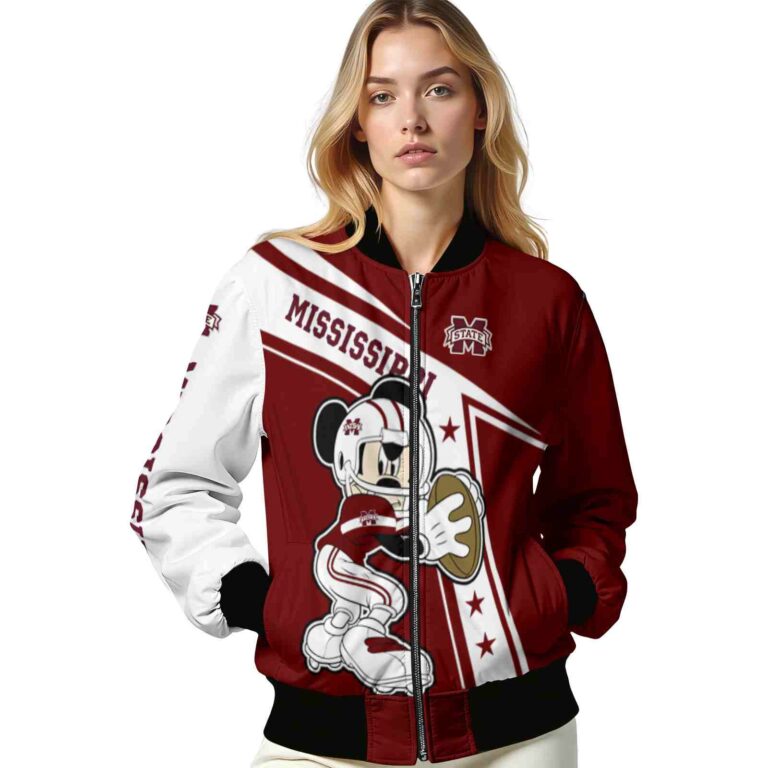 personalized mississippi state bulldogs mickey football maroon white jacket latest model