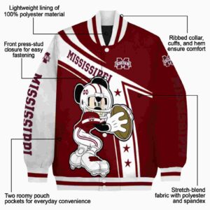 personalized mississippi state bulldogs mickey football maroon white jacket new arrival