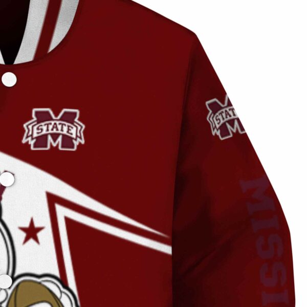 personalized mississippi state bulldogs mickey football maroon white jacket premium grade