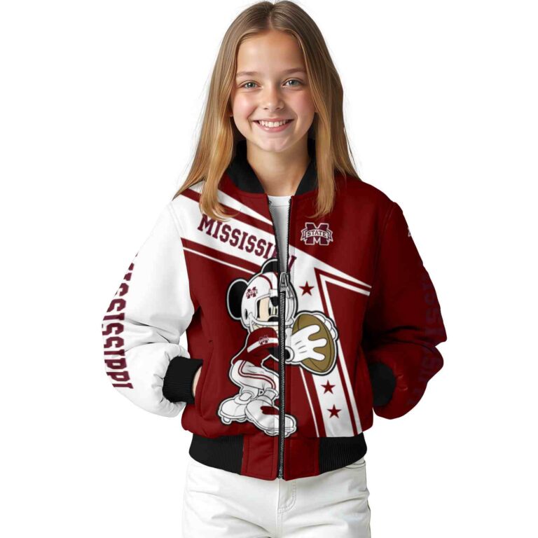 personalized mississippi state bulldogs mickey football maroon white jacket top rated