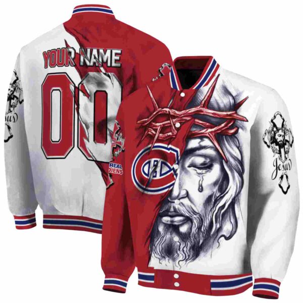 personalized montreal canadiens jesus tears red white jacket fashion forward