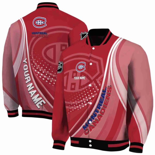 personalized montreal canadiens wave patterns red jacket fashion forward