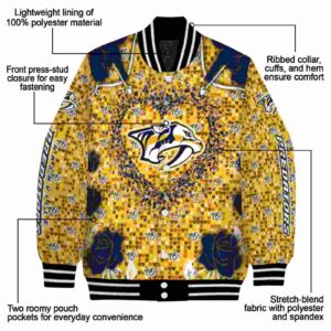 personalized nashville predators heart explosion gold jacket new arrival