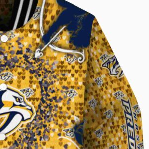 personalized nashville predators heart explosion gold jacket premium grade