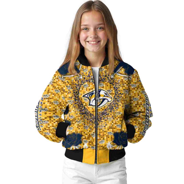 personalized nashville predators heart explosion gold jacket top rated