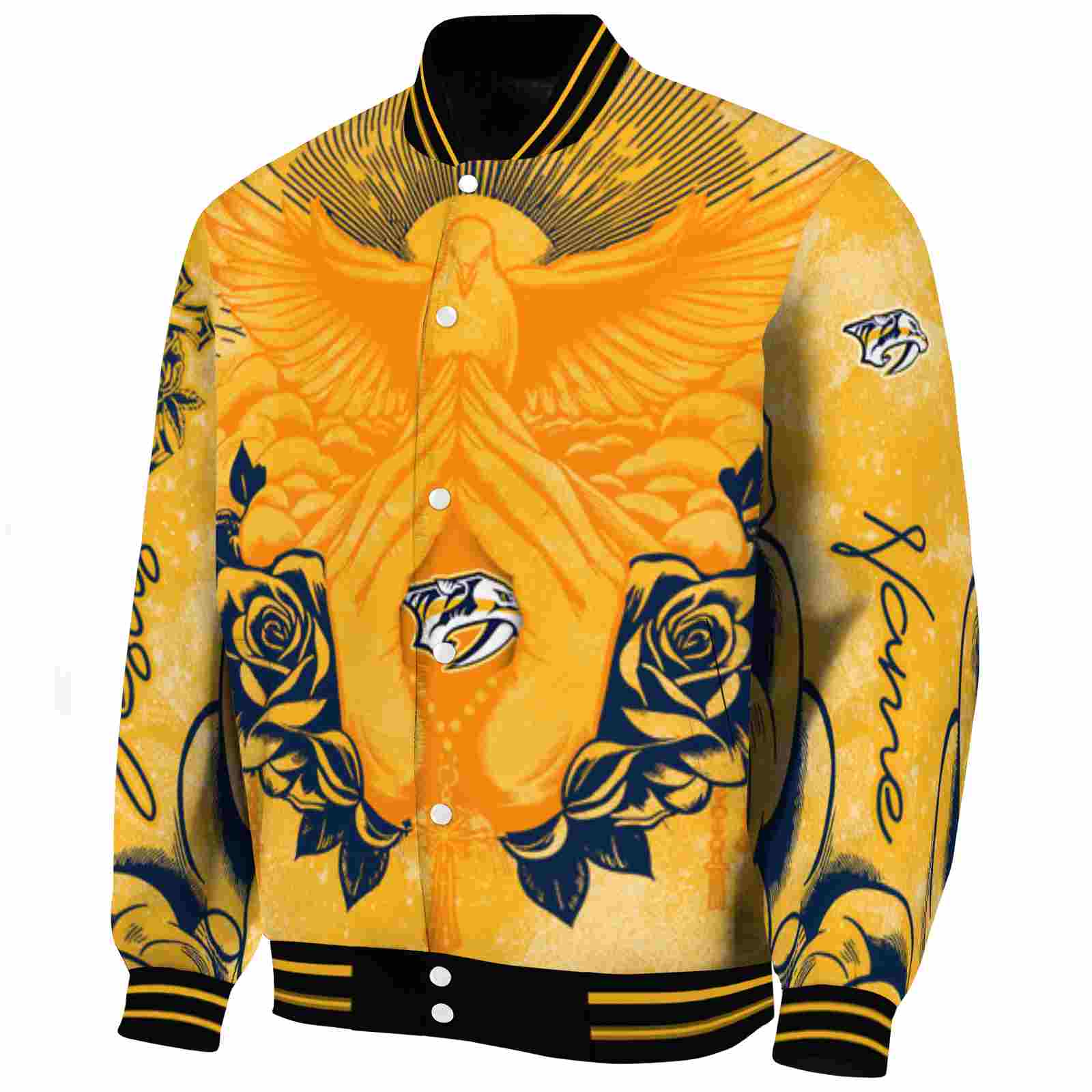 personalized nashville predators praying hands gold jacket best selling personalized nashville predators praying hands gold jacket best selling