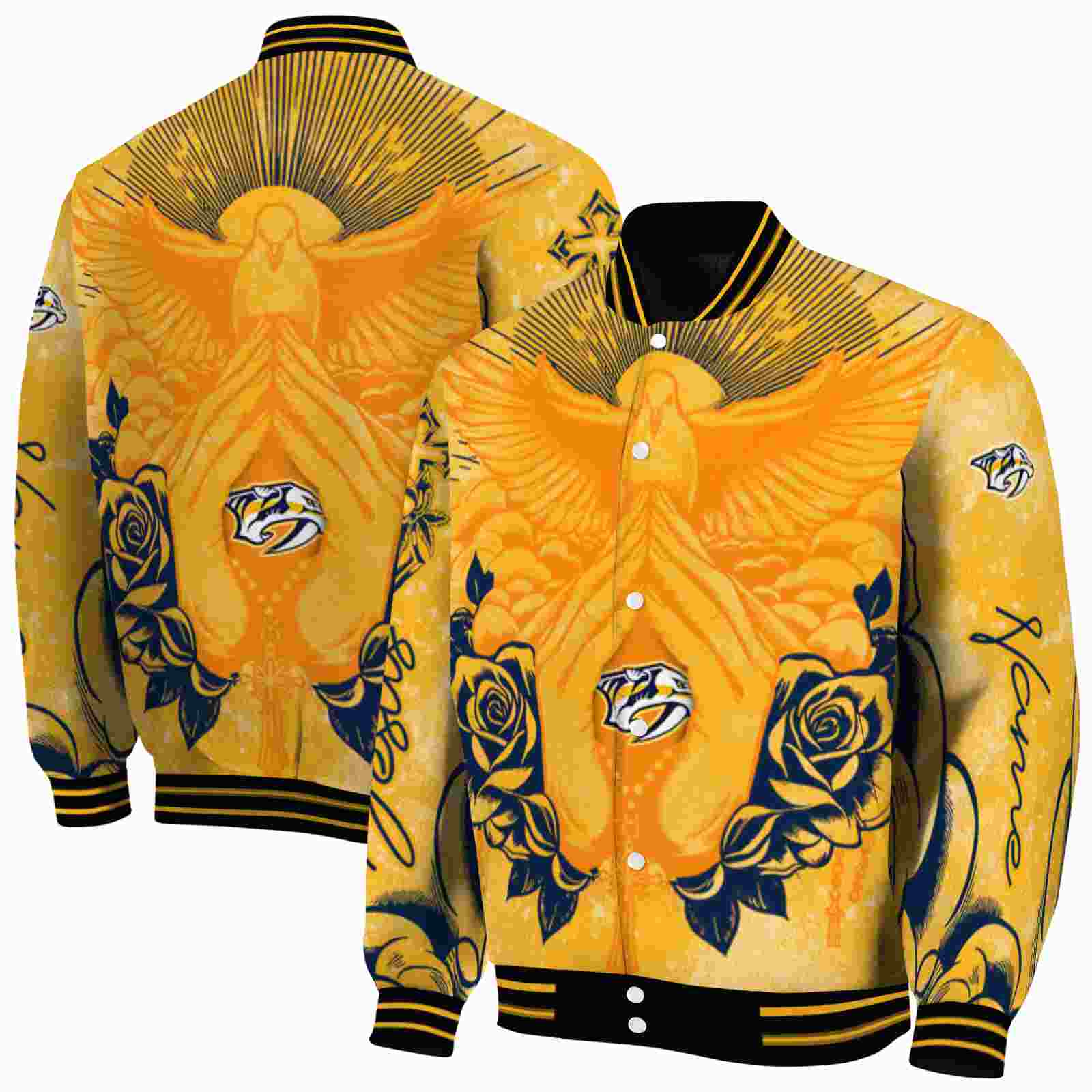 personalized nashville predators praying hands gold jacket fashion forward personalized nashville predators praying hands gold jacket fashion forward