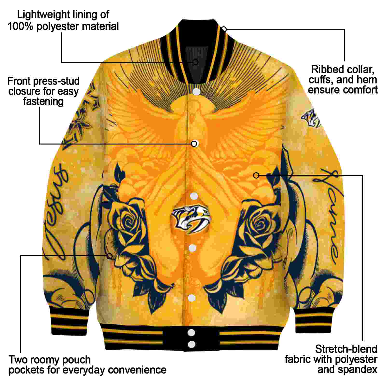 personalized nashville predators praying hands gold jacket new arrival personalized nashville predators praying hands gold jacket new arrival