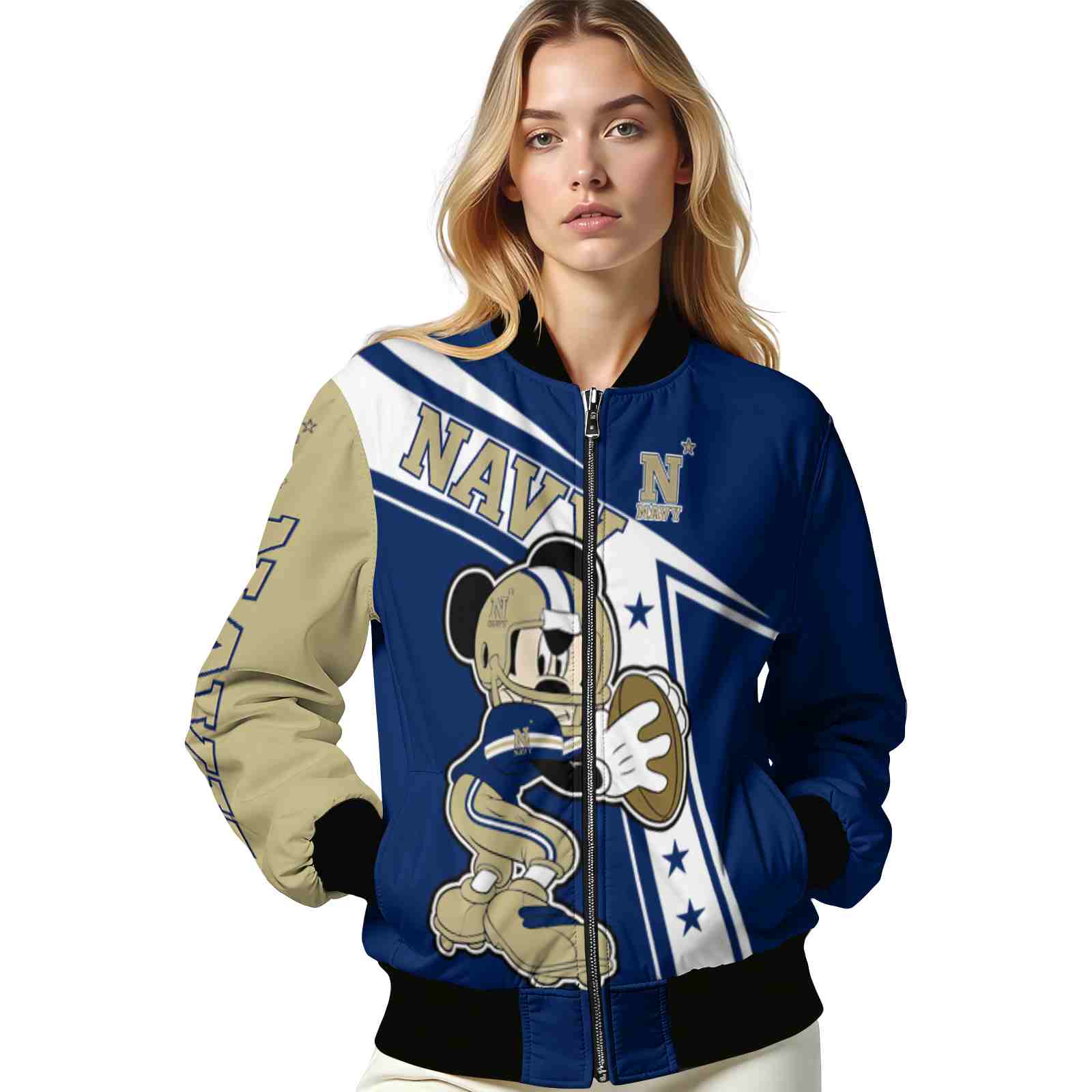 personalized navy midshipmen mickey football blue white jacket latest model personalized navy midshipmen mickey football blue white jacket latest model