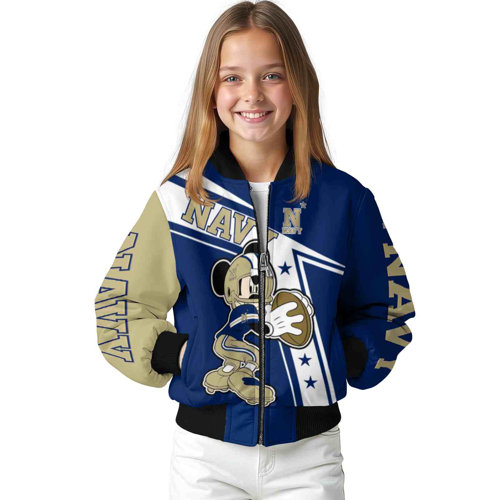 personalized navy midshipmen mickey football blue white jacket top rated personalized navy midshipmen mickey football blue white jacket top rated