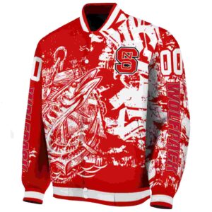 personalized nc state wolfpack fishing art red jacket best selling
